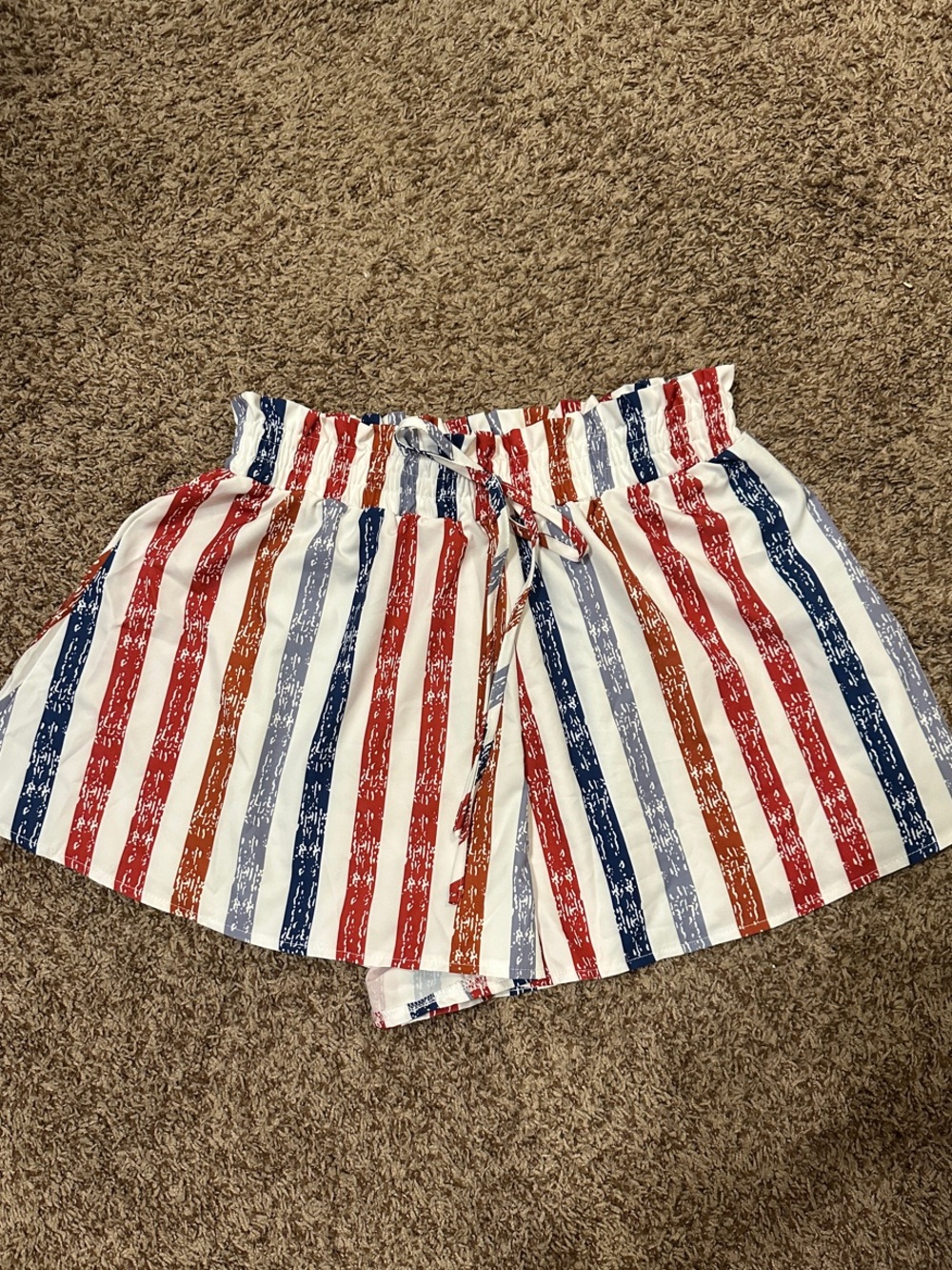 Striped Paperbag High-Waist Women’s Shorts